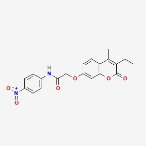 molecular formula C20H18N2O6 B4006611 2-[(3-ethyl-4-methyl-2-oxo-2H-chromen-7-yl)oxy]-N-(4-nitrophenyl)acetamide 