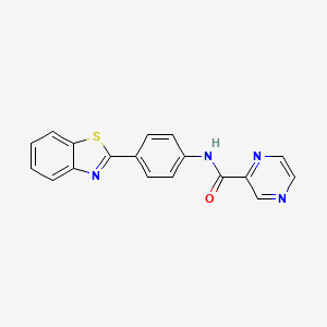 molecular formula C18H12N4OS B4006618 N-[4-(1,3-苯并噻唑-2-基)苯基]-2-吡嗪甲酰胺 