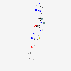 molecular formula C16H19N7O2S B4006623 N-{5-[(4-methylphenoxy)methyl]-1,3,4-thiadiazol-2-yl}-N'-[1-methyl-2-(1H-1,2,4-triazol-1-yl)ethyl]urea 