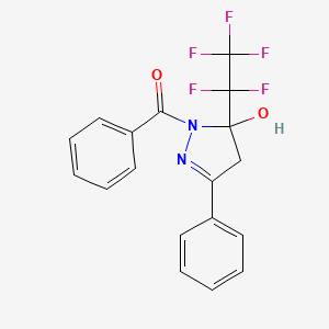 molecular formula C18H13F5N2O2 B4006647 1-苯甲酰-5-(五氟乙基)-3-苯基-4,5-二氢-1H-吡唑-5-醇 