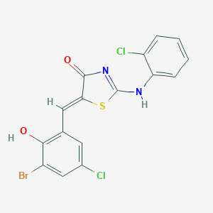 (5Z)-5-[(3-bromo-5-chloro-2-hydroxyphenyl)methylidene]-2-(2-chloroanilino)-1,3-thiazol-4-one