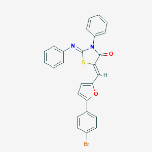 molecular formula C26H17BrN2O2S B400670 5-{[5-(4-Bromophenyl)-2-furyl]methylene}-3-phenyl-2-(phenylimino)-1,3-thiazolidin-4-one 