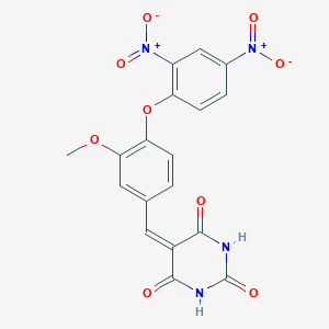 molecular formula C18H12N4O9 B400671 5-[4-(2,4-Dinitro-phenoxy)-3-methoxy-benzylidene]-pyrimidine-2,4,6-trione 