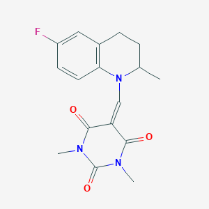 molecular formula C17H18FN3O3 B4006816 5-[(6-fluoro-2-methyl-3,4-dihydro-1(2H)-quinolinyl)methylene]-1,3-dimethyl-2,4,6(1H,3H,5H)-pyrimidinetrione 