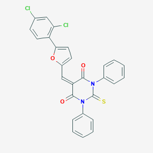 molecular formula C27H16Cl2N2O3S B400682 5-{[5-(2,4-dichlorophenyl)-2-furyl]methylene}-1,3-diphenyl-2-thioxodihydropyrimidine-4,6(1H,5H)-dione 
