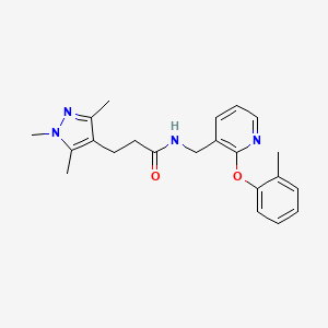 molecular formula C22H26N4O2 B4006823 N-{[2-(2-甲基苯氧基)-3-吡啶基]甲基}-3-(1,3,5-三甲基-1H-吡唑-4-基)丙酰胺 