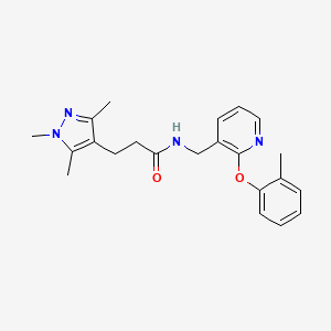 molecular formula C22H26N4O2 B4006823 N-{[2-(2-methylphenoxy)-3-pyridinyl]methyl}-3-(1,3,5-trimethyl-1H-pyrazol-4-yl)propanamide 