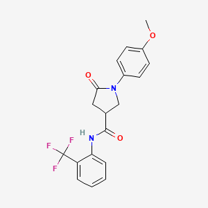 molecular formula C19H17F3N2O3 B4006824 1-(4-甲氧基苯基)-5-氧代-N-[2-(三氟甲基)苯基]-3-吡咯烷甲酰胺 