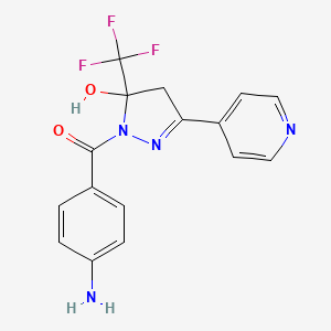 molecular formula C16H13F3N4O2 B4006835 1-(4-氨基苯甲酰)-3-(4-吡啶基)-5-(三氟甲基)-4,5-二氢-1H-吡唑-5-醇 