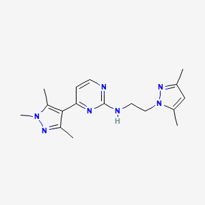 molecular formula C17H23N7 B4006841 N-[2-(3,5-dimethyl-1H-pyrazol-1-yl)ethyl]-4-(1,3,5-trimethyl-1H-pyrazol-4-yl)pyrimidin-2-amine 