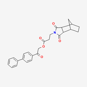 molecular formula C26H25NO5 B4006852 2-(4-biphenylyl)-2-oxoethyl 3-(3,5-dioxo-4-azatricyclo[5.2.1.0~2,6~]dec-4-yl)propanoate 