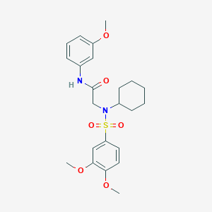 molecular formula C23H30N2O6S B4006853 N~2~-cyclohexyl-N~2~-[(3,4-dimethoxyphenyl)sulfonyl]-N~1~-(3-methoxyphenyl)glycinamide 
