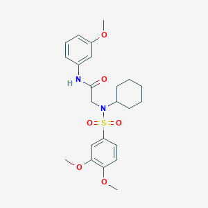 molecular formula C23H30N2O6S B4006853 N~2~-环己基-N~2~-[(3,4-二甲氧基苯基)磺酰基]-N~1~-(3-甲氧基苯基)甘氨酰胺 