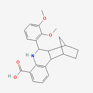 molecular formula C23H25NO4 B4006871 10-(2,3-dimethoxyphenyl)-9-azatetracyclo[10.2.1.0~2,11~.0~3,8~]pentadeca-3,5,7-triene-7-carboxylic acid 