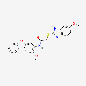 molecular formula C23H19N3O4S B4006879 2-[(5-methoxy-1H-benzimidazol-2-yl)thio]-N-(2-methoxydibenzo[b,d]furan-3-yl)acetamide 