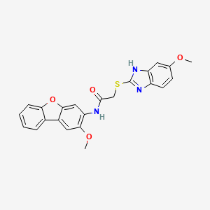 molecular formula C23H19N3O4S B4006879 2-[(5-甲氧基-1H-苯并咪唑-2-基)硫]-N-(2-甲氧基二苯并[b,d]呋喃-3-基)乙酰胺 