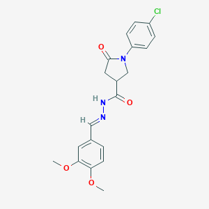 molecular formula C20H20ClN3O4 B400689 1-(4-chlorophenyl)-N'-(3,4-dimethoxybenzylidene)-5-oxo-3-pyrrolidinecarbohydrazide 