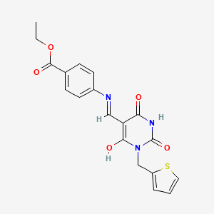 molecular formula C19H17N3O5S B4006910 ethyl 4-({[2,4,6-trioxo-1-(2-thienylmethyl)tetrahydro-5(2H)-pyrimidinylidene]methyl}amino)benzoate 