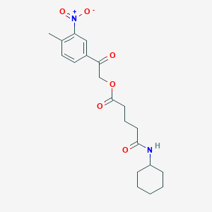 molecular formula C20H26N2O6 B4006911 2-(4-methyl-3-nitrophenyl)-2-oxoethyl 5-(cyclohexylamino)-5-oxopentanoate 