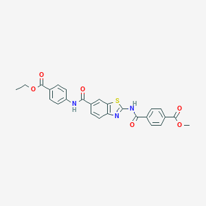 molecular formula C26H21N3O6S B400693 Methyl 4-[[6-[(4-ethoxycarbonylphenyl)carbamoyl]-1,3-benzothiazol-2-yl]carbamoyl]benzoate 