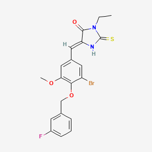 molecular formula C20H18BrFN2O3S B4006945 5-{3-溴-4-[(3-氟苄基)氧基]-5-甲氧基苄叉亚甲基}-3-乙基-2-硫代-4-咪唑烷酮 