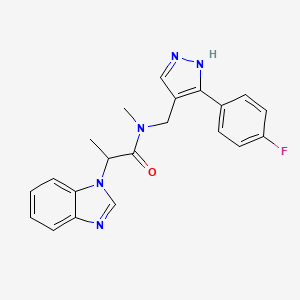 molecular formula C21H20FN5O B4006977 2-(1H-benzimidazol-1-yl)-N-{[5-(4-fluorophenyl)-1H-pyrazol-4-yl]methyl}-N-methylpropanamide 