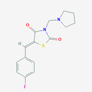 molecular formula C15H15FN2O2S B400698 5-(4-Fluorobenzylidene)-3-(1-pyrrolidinylmethyl)-1,3-thiazolidine-2,4-dione 