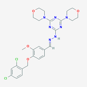 molecular formula C26H29Cl2N7O4 B400700 4-[(2,4-Dichlorobenzyl)oxy]-3-methoxybenzaldehyde (4,6-dimorpholin-4-yl-1,3,5-triazin-2-yl)hydrazone 