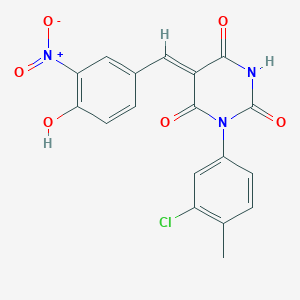 molecular formula C18H12ClN3O6 B4007006 1-(3-chloro-4-methylphenyl)-5-(4-hydroxy-3-nitrobenzylidene)-2,4,6(1H,3H,5H)-pyrimidinetrione 