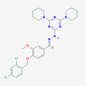 molecular formula C28H33Cl2N7O2 B400701 4-[(2,4-Dichlorobenzyl)oxy]-3-methoxybenzaldehyde (4,6-dipiperidin-1-yl-1,3,5-triazin-2-yl)hydrazone 