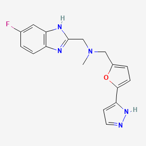molecular formula C17H16FN5O B4007019 1-(6-fluoro-1H-benzimidazol-2-yl)-N-methyl-N-{[5-(1H-pyrazol-3-yl)-2-furyl]methyl}methanamine 