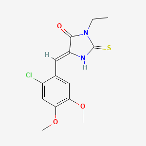 molecular formula C14H15ClN2O3S B4007030 5-(2-氯-4,5-二甲氧基苄叉基)-3-乙基-2-硫代-4-咪唑烷二酮 