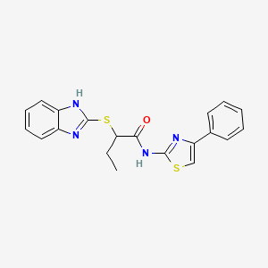 molecular formula C20H18N4OS2 B4007034 2-(1H-benzimidazol-2-ylthio)-N-(4-phenyl-1,3-thiazol-2-yl)butanamide 