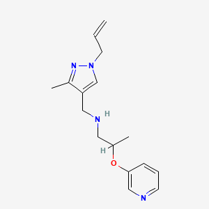 molecular formula C16H22N4O B4007040 N-[(1-allyl-3-methyl-1H-pyrazol-4-yl)methyl]-2-(pyridin-3-yloxy)propan-1-amine 