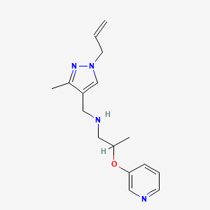 molecular formula C16H22N4O B4007040 N-[(1-烯丙基-3-甲基-1H-吡唑-4-基)甲基]-2-(吡啶-3-氧基)丙-1-胺 