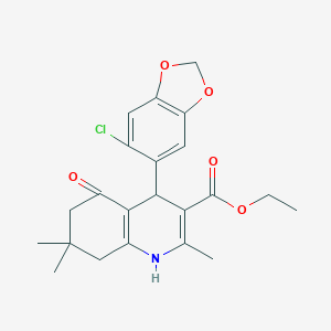 molecular formula C22H24ClNO5 B400706 Ethyl 4-(6-chloro-1,3-benzodioxol-5-yl)-2,7,7-trimethyl-5-oxo-1,4,5,6,7,8-hexahydroquinoline-3-carboxylate 