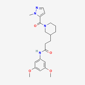 molecular formula C21H28N4O4 B4007082 N-(3,5-二甲氧基苯基)-3-{1-[(1-甲基-1H-吡唑-5-基)羰基]-3-哌啶基}丙酰胺 