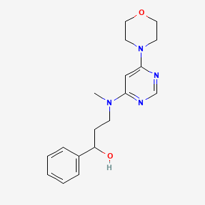 molecular formula C18H24N4O2 B4007089 3-[methyl(6-morpholin-4-ylpyrimidin-4-yl)amino]-1-phenylpropan-1-ol 