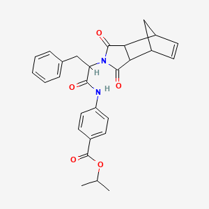 molecular formula C28H28N2O5 B4007115 isopropyl 4-{[2-(3,5-dioxo-4-azatricyclo[5.2.1.0~2,6~]dec-8-en-4-yl)-3-phenylpropanoyl]amino}benzoate 