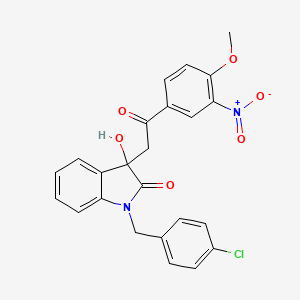 molecular formula C24H19ClN2O6 B4007127 1-(4-chlorobenzyl)-3-hydroxy-3-[2-(4-methoxy-3-nitrophenyl)-2-oxoethyl]-1,3-dihydro-2H-indol-2-one 