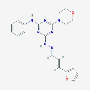 molecular formula C20H21N7O2 B400714 3-(2-Furyl)acrylaldehyde [4-anilino-6-(4-morpholinyl)-1,3,5-triazin-2-yl]hydrazone 