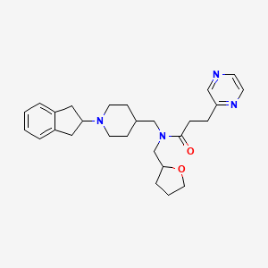 molecular formula C27H36N4O2 B4007149 N-{[1-(2,3-二氢-1H-茚-2-基)-4-哌啶基]甲基}-3-(2-吡嗪基)-N-(四氢-2-呋喃基甲基)丙酰胺 