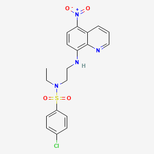 molecular formula C19H19ClN4O4S B4007156 4-chloro-N-ethyl-N-{2-[(5-nitro-8-quinolinyl)amino]ethyl}benzenesulfonamide 