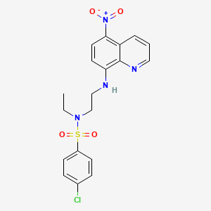 molecular formula C19H19ClN4O4S B4007156 4-氯-N-乙基-N-{2-[(5-硝基-8-喹啉基)氨基]乙基}苯磺酰胺 