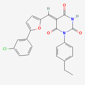 molecular formula C23H17ClN2O4 B4007187 5-{[5-(3-氯苯基)-2-呋喃基]亚甲基}-1-(4-乙基苯基)-2,4,6(1H,3H,5H)-嘧啶三酮 