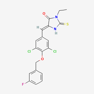 5-{3,5-dichloro-4-[(3-fluorobenzyl)oxy]benzylidene}-3-ethyl-2-thioxo-4-imidazolidinone