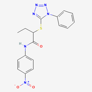 molecular formula C17H16N6O3S B4007234 N-(4-nitrophenyl)-2-[(1-phenyl-1H-tetrazol-5-yl)thio]butanamide 