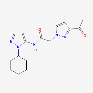 molecular formula C16H21N5O2 B4007251 2-(3-acetyl-1H-pyrazol-1-yl)-N-(1-cyclohexyl-1H-pyrazol-5-yl)acetamide 