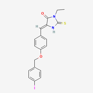 molecular formula C19H17IN2O2S B4007254 3-乙基-5-{4-[(4-碘苄基)氧基]苄叉基}-2-硫代-4-咪唑烷二酮 