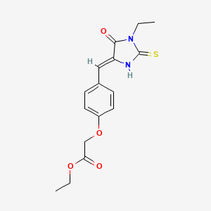 molecular formula C16H18N2O4S B4007291 ethyl {4-[(1-ethyl-5-oxo-2-thioxo-4-imidazolidinylidene)methyl]phenoxy}acetate 
